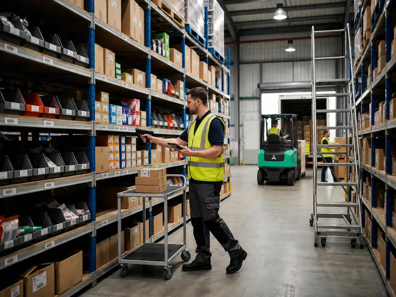 Magazijn medewerker is aan het scannen van juiste product codes